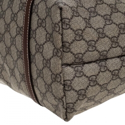 Pre Owned حقيبة يد غوتشي Joy Shopper جلد وكانفاس مقوى سوبريم GG بنية