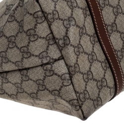 Pre Owned حقيبة يد غوتشي Joy Shopper جلد وكانفاس مقوى سوبريم GG بنية