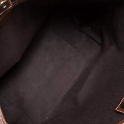 Pre Owned حقيبة يد غوتشي Joy Shopper جلد وكانفاس مقوى سوبريم GG بنية