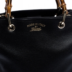مملوكة مسبقًا Gucci Black Leather Small Bamboo Shopper Tote 