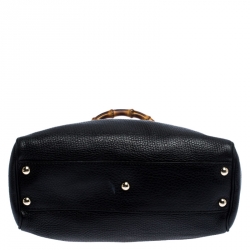 مملوكة مسبقًا Gucci Black Leather Small Bamboo Shopper Tote 