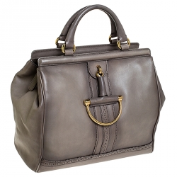 مملوكة مسبقًا Gucci Taupe Leather Duilio Brogue Satchel 