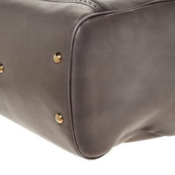 مملوكة مسبقًا Gucci Taupe Leather Duilio Brogue Satchel 