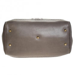 مملوكة مسبقًا Gucci Taupe Leather Duilio Brogue Satchel 