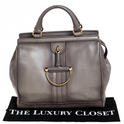 مملوكة مسبقًا Gucci Taupe Leather Duilio Brogue Satchel 