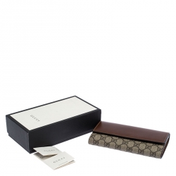 Gucci Beige/Brown GG Supreme Canvas and Leather Flap Wallet