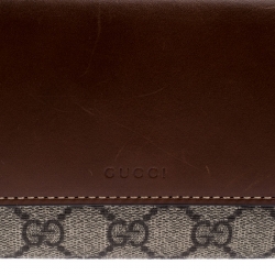Gucci Beige/Brown GG Supreme Canvas and Leather Flap Wallet