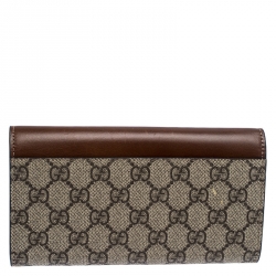 Gucci Beige/Brown GG Supreme Canvas and Leather Flap Wallet