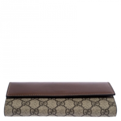 Gucci Beige/Brown GG Supreme Canvas and Leather Flap Wallet