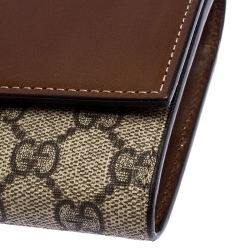 Gucci Beige/Brown GG Supreme Canvas and Leather Flap Wallet