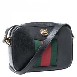 Pre Owned Gucci Black Leather Animalier Disco Shoulder Bag