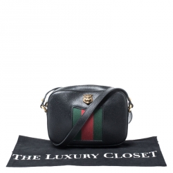 Pre Owned Gucci Black Leather Animalier Disco Shoulder Bag