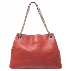 Pre Owned Gucci Orange Leather Medium Soho Tote