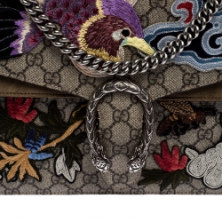 Pre Owned حقيبة كتف غوتشي ديونيسوس زخرفة طائر  كانفاس سوبريم GG بيج متوسطة