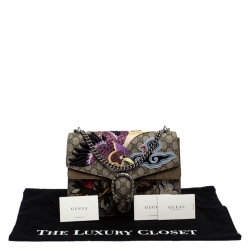 Pre Owned حقيبة كتف غوتشي ديونيسوس زخرفة طائر  كانفاس سوبريم GG بيج متوسطة