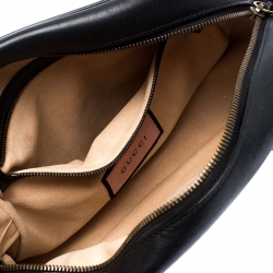 Pre Owned Gucci Black Graffiti Leather GG Marmont Gucci Ghost Shoulder Bag