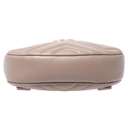 Pre Owned Gucci Old Rose Matelassé Leather GG Marmont Belt Bag