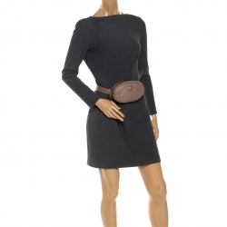 Pre Owned Gucci Old Rose Matelassé Leather GG Marmont Belt Bag