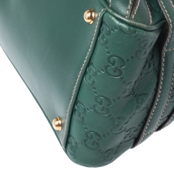 Pre Owned حقيبة غوتشي بوسطن مموجة جلد غوتشيسيما خضراء
