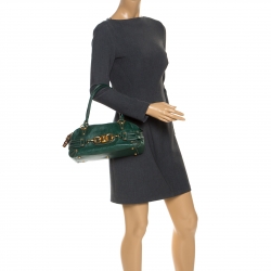 Pre Owned حقيبة غوتشي بوسطن مموجة جلد غوتشيسيما خضراء