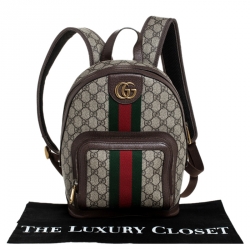 Pre Owned Gucci Beige/Ebony GG Supreme Coated Canvas Small Ophidia Backpack