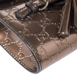 مملوكة مسبقًا Gucci Bronze Guccissima Patent Leather Mini Emily Chain Shoulder Bag