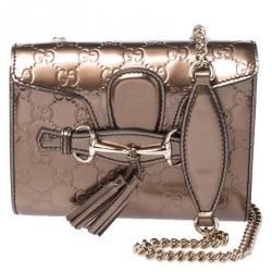 Gucci Bronze Guccissima Leather Chain Pochette Bag - Yoogi's Closet