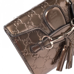 مملوكة مسبقًا Gucci Bronze Guccissima Patent Leather Mini Emily Chain Shoulder Bag