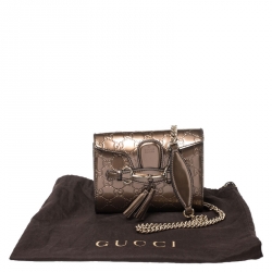 مملوكة مسبقًا Gucci Bronze Guccissima Patent Leather Mini Emily Chain Shoulder Bag