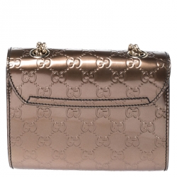مملوكة مسبقًا Gucci Bronze Guccissima Patent Leather Mini Emily Chain Shoulder Bag