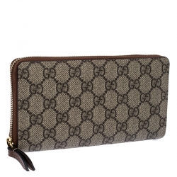 Gucci Beige/Tan GG Supreme Coated Canvas Zip Around Wallet