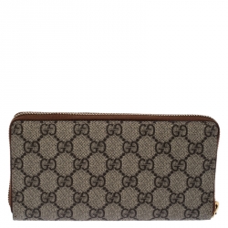 Gucci Beige/Tan GG Supreme Coated Canvas Zip Around Wallet