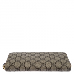 Gucci Beige/Tan GG Supreme Coated Canvas Zip Around Wallet