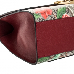 Pre Owned Gucci GG Supreme Monogram Tian Print Canvas Medium Padlock Shoulder Bag