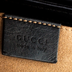 Pre Owned Gucci Black/Beige Leather and GG Supreme Canvas Small Padlock Shoulder Bag