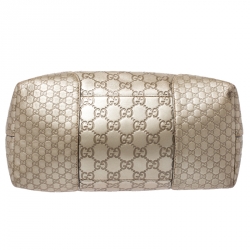 Pre Owned Gucci Gold Guccissima Leather Medium Bree Top Handle Bag