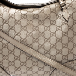 Pre Owned Gucci Gold Guccissima Leather Medium Bree Top Handle Bag