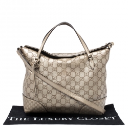 Pre Owned Gucci Gold Guccissima Leather Medium Bree Top Handle Bag