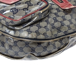 مملوكة مسبقًا حقيبة غوتشي Voyager  جلد وكانفاس جلد وكانفاس مقوى كريستال حمراء/ كحلية