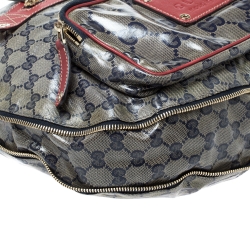 مملوكة مسبقًا حقيبة غوتشي Voyager  جلد وكانفاس جلد وكانفاس مقوى كريستال حمراء/ كحلية