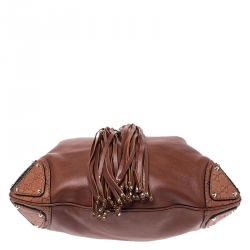 Pre Owned Gucci Brown Leather Medium Babouska Indy Top Handle Bag