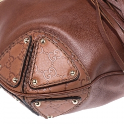 Pre Owned Gucci Brown Leather Medium Babouska Indy Top Handle Bag