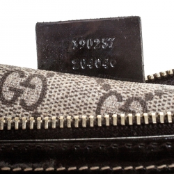 Pre Owned Gucci Dark Brown/Beige Heart Tattoo GG Supreme Canvas and Leather Small Joy Boston Bag