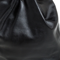 Pre Owned Gucci Black Leather Hoop Handle Bucket Bag