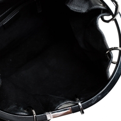 Pre Owned Gucci Black Leather Hoop Handle Bucket Bag