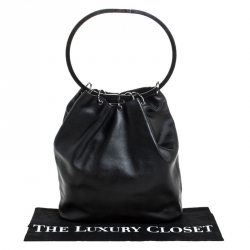 Pre Owned Gucci Black Leather Hoop Handle Bucket Bag