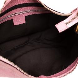 Pre Owned حقيبة غوتشي  GG جلد وردية متوسطة حلقات بامبو