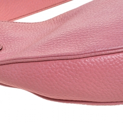 Pre Owned حقيبة غوتشي  GG جلد وردية متوسطة حلقات بامبو