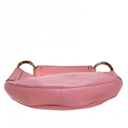 Pre Owned حقيبة غوتشي  GG جلد وردية متوسطة حلقات بامبو