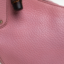 Pre Owned حقيبة غوتشي  GG جلد وردية متوسطة حلقات بامبو